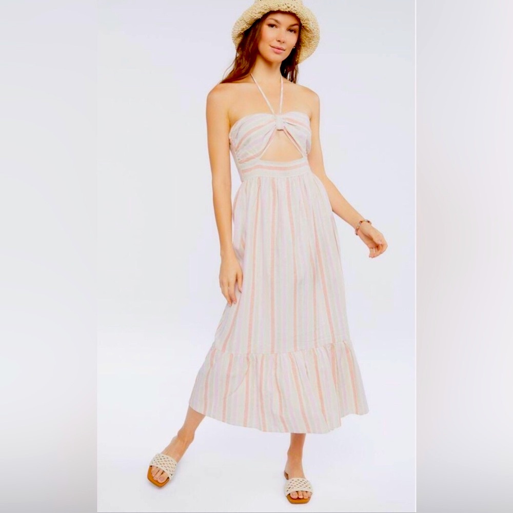 Woman’s linen midi spring summer dress